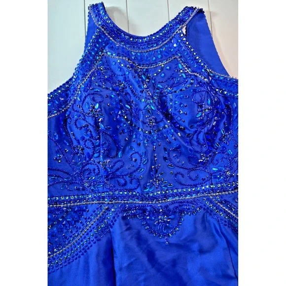 NWT Rachel Allan Curves 7813 Royal Blue Mermaid Prom Dress 24 Sexy Beaded Luxe - Picture 2 of 12